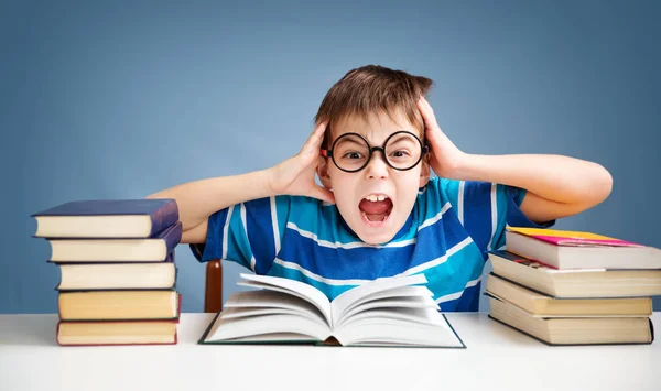 Niño de siete años leyendo un libro —  Fotos de Stock