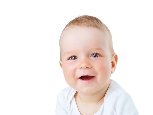Portret Dziewięć Miesięcy Życia Dziecka Dość Uśmiechający Się Małe Dziecko — Zdjęcie stockowe