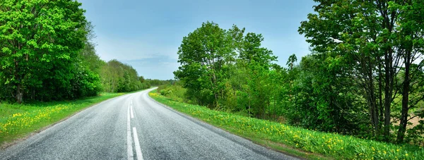 Asfaltweg Mooie Lentedag Platteland — Stockfoto