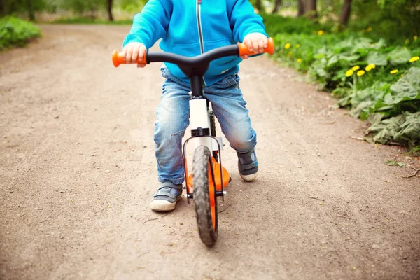 Kinderen Rijden Een Fiets Onverharde Weg Het Park Zomer — Stockfoto