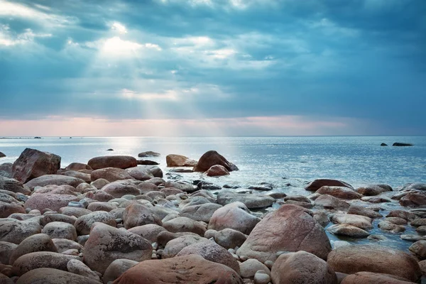 Rocky Shores Sea Sunset Light Lahemaa Natural Park Coastal Landscape — Stock Photo, Image