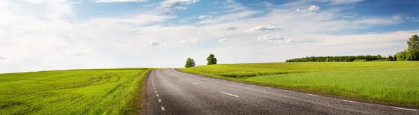 Road panorama on sunny spring day outdoors — Stock Photo, Image