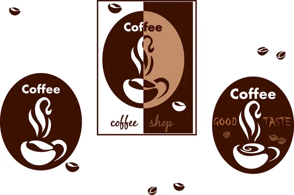 Logo Voor Coffeeshop Cafe Koffie Zwart Kleur Logotype Logo Symbool — Stockvector