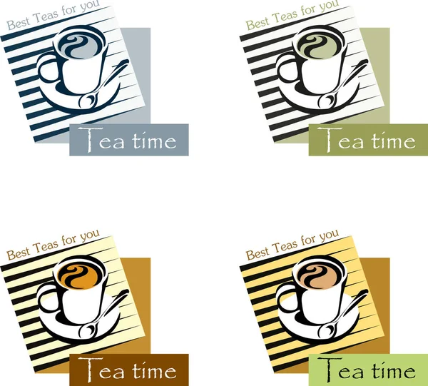 Ένα Φλιτζάνι Τσάι Επιλογές Των Γραφικών Λύσεων Λογότυπο Χρώμα Διάνυσμα — Διανυσματικό Αρχείο