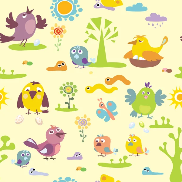 Birds Set Images Illustration Pattern Decor Spring Summer — Stock Vector