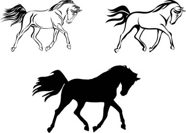 At, çizim, siyah, siluet, sembol, illüstrasyon, görüntü, resim, izole edilmiş, vektör, çizgi, dörtnala, baş, yele, aygır, stok yükseltme, kısrak, dış hat, hız, memeliler, ağızlık, otlak, alan, atlama, yarışmalar, spor, stilizasyon, koşu