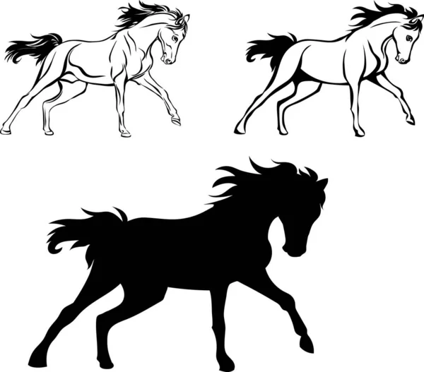 Häst Teckning Svart Siluett Symbol Illustration Bild Bild Isolerad Vektor — Stock vektor