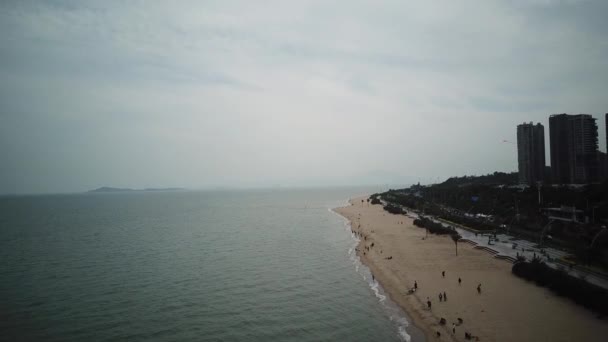 Панорама пляжа в Китае — стоковое видео