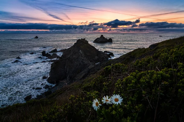 Un tramonto sul mare nella contea di Humboldt, California — Foto Stock