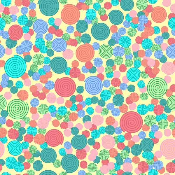 Płynny Wzór Kolorowymi Prostymi Elementami Spiralnymi Jasnożółtym Tle Grafika Rastrowa — Zdjęcie stockowe