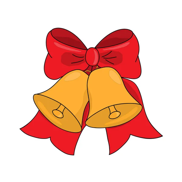 Christmas Jingle Bells Red Bow White Raster Illustration — Stock Photo, Image
