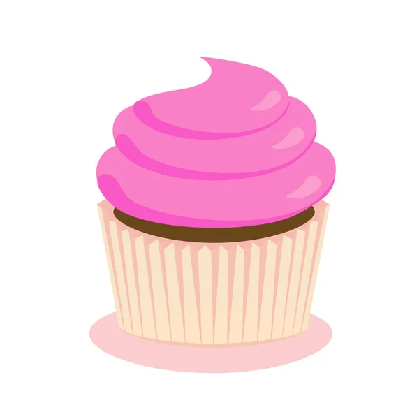 Chocolate Cupcake Pink Frosting Raster Illustration — Stock Photo, Image