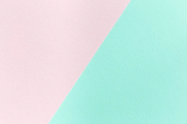 Leerer Hintergrund Für Vorlage Rosa Und Mintgrüne Papierstruktur Diagonal Geteilt — Stockfoto