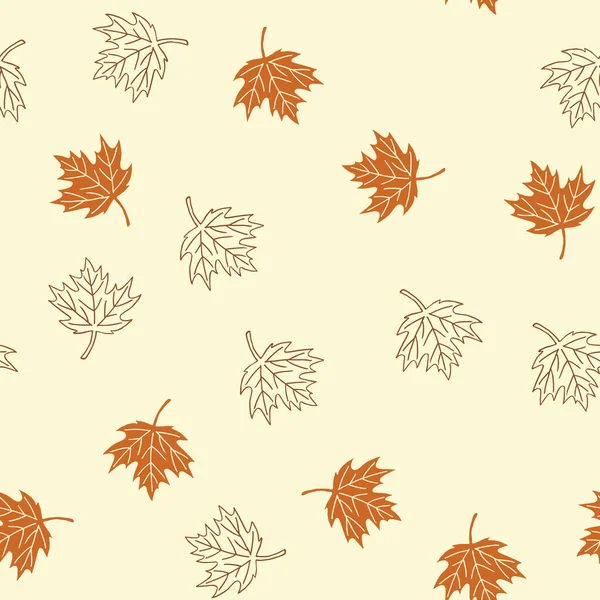 Herbstnahtloses Muster Mit Braunen Ahornblättern Auf Beigem Hintergrund Vektorillustration — Stockvektor