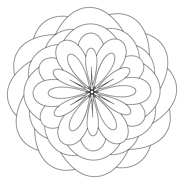 Modèle Mandala Avec Fleur Centre Stress Thérapie Modèle Livre Colorier — Image vectorielle