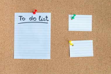 Mantar bellek tahtası boş sayfalar ve liste duyuru panosu, yatay