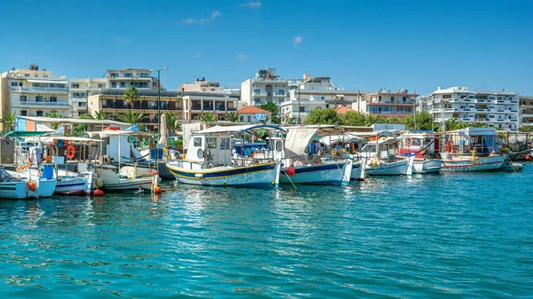 Barcos Pesca Griegos Puerto Rethymno Isla Creta Grecia Vista Del — Foto de Stock