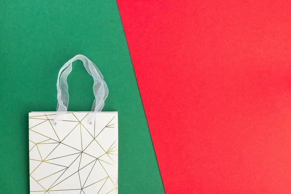 Green and red paper texture, paper shopping bag, horizontal,  copy space