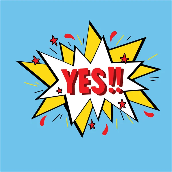 Harfler Evet patlama etkisi ile, çizgi roman veya pop sanat tarzı, vektör illüstrasyonu