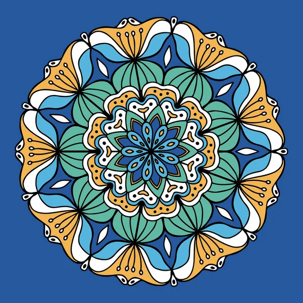 Mandala Colorido Con Flores Patrón Terapia Estrés Libro Para Colorear — Vector de stock