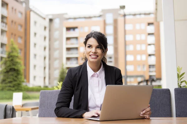 Productivity outside the office, young business woman