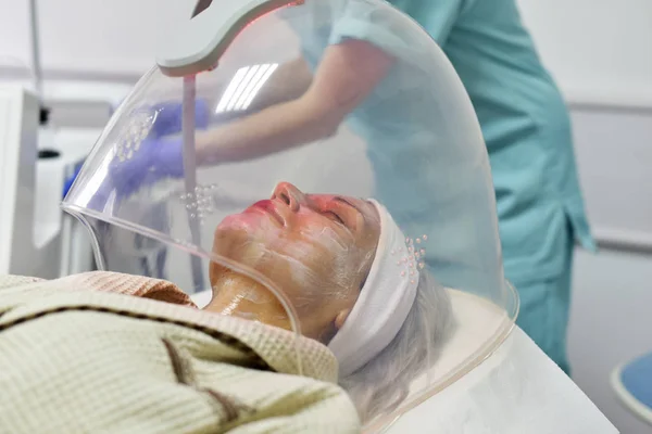 Woman Receiving Led Facial Therapy Face — Stock Photo, Image