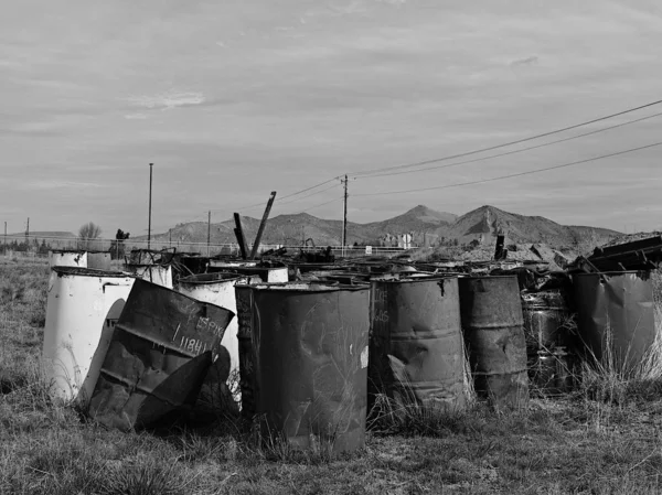 Discarded oil drums