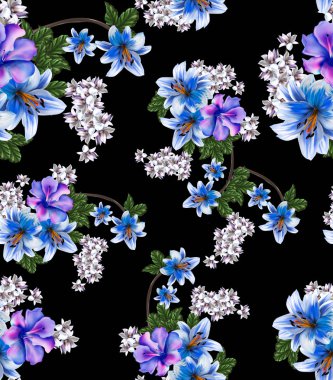 Çiçeksel illüstrasyon - parlak pembe renkli çiçekli buket, yeşil yapraklı, düğün durağanı, selamlar, duvar kağıtları, moda, arka plan, dokular, DIY, ambalajlar, kartlar.