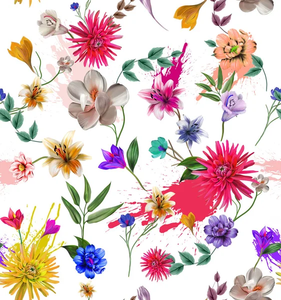 Kwiaty Pełne Romantyzmu Liści Kwiatów Art Design — Zdjęcie stockowe