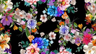 Çiçekler romantizm doludur, yapraklar ve çiçekler sanat tasarımı.