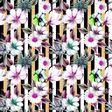 Çiçekler romantizm doludur, yapraklar ve çiçekler sanat tasarımı.