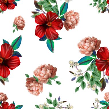 Çiçekler romantizm doludur, yapraklar ve çiçekler sanat tasarımı.