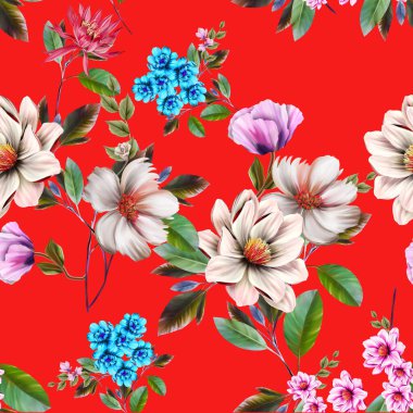 Çiçekler romantizm doludur, yapraklar ve çiçekler sanat tasarımı.