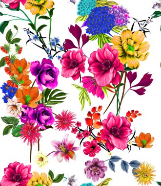 Çiçekler romantizm doludur, yapraklar ve çiçekler sanat tasarımı.