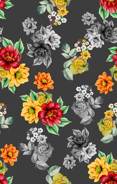 Квіти Сповнені Романтики Дизайн Мистецтва Листя Квітів — стокове фото