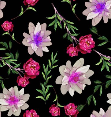 Çiçekler romantizm doludur, yapraklar ve çiçekler sanat tasarımı.