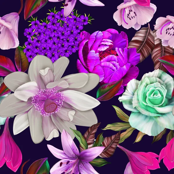 Flores Estão Cheias Romance Folhas Flores Design Arte — Fotografia de Stock
