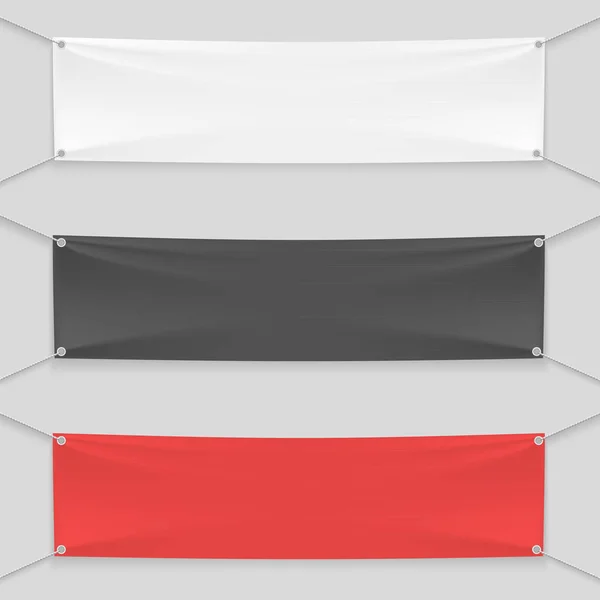 Coloque Una Bandera Textil Blanca Mockup Vacía Con Pliegues Sobre — Archivo Imágenes Vectoriales