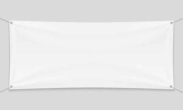 Κενό Mockup Λευκό Υφασμάτινο Πανό Πτυχώσεις Σχοινιά — Διανυσματικό Αρχείο