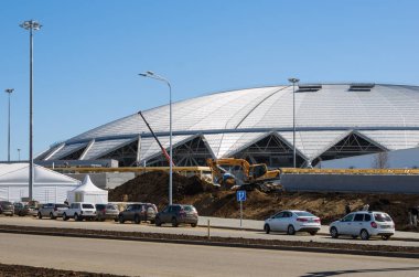 Futbol stadyumu Samara tamamlanmamıştır. Resim Rusya, Samara kentinde çekilmiştir. 05/22/2018