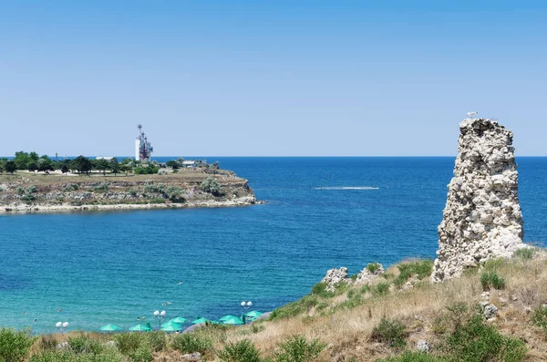 Costa Del Mar Nero Crimea Citta Sebastopoli Baia Sabbia Capo — Foto Stock