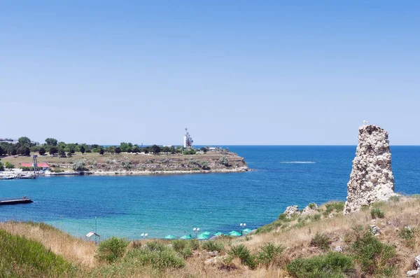 Svarta Havets Kust Krim Den Staden Sevastopol 2018 Sandy Bay — Stockfoto