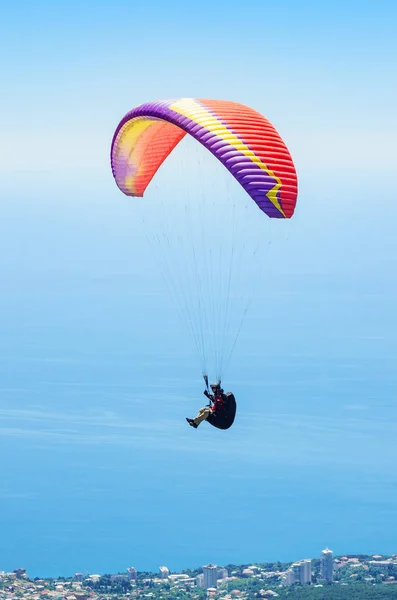 Paraglider Zeekust Republiek Van Krim 2018 Vlucht Van Een Paraglider — Stockfoto