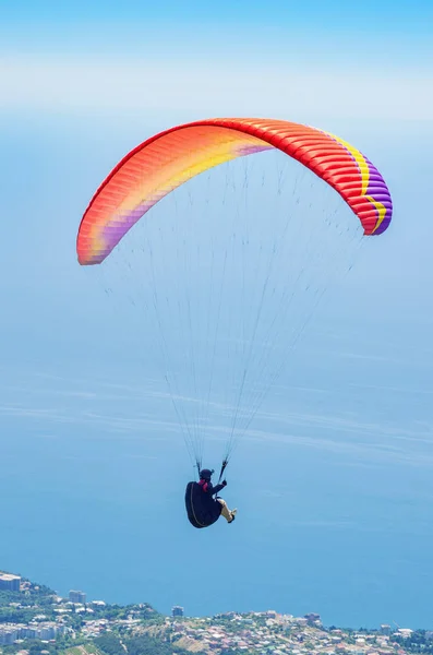 Paraglider Zeekust Republiek Van Krim Vlucht Van Een Paraglider Atleet — Stockfoto