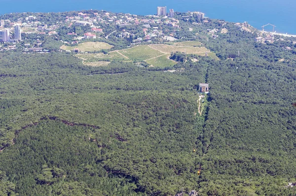 View Top Mountain Seaside Town Republic Crimea 2018 Town Koreiz — Stock Photo, Image