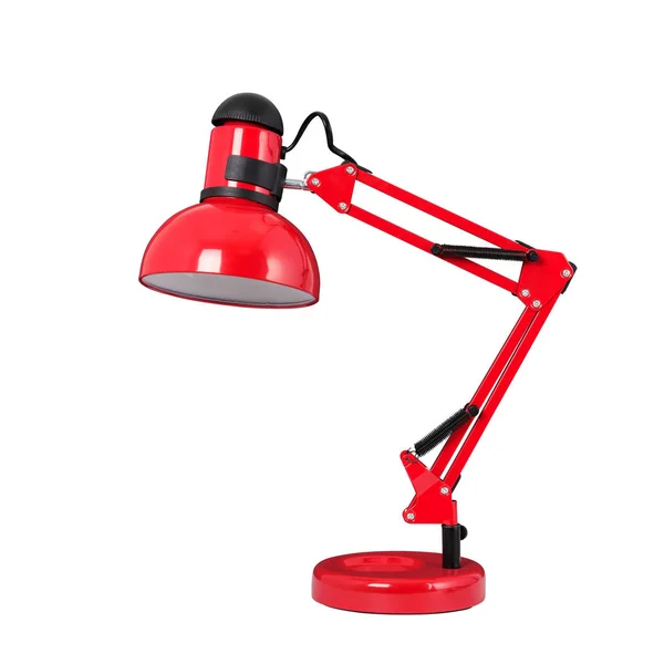Červená Stolní Lampa Klasickém Stylu Izolovaný Objekt Bílém Pozadí — Stock fotografie