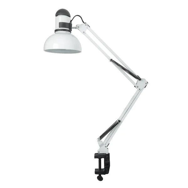Lámpara Mesa Blanca Estilo Clásico Una Abrazadera Objeto Aislado Sobre — Foto de Stock