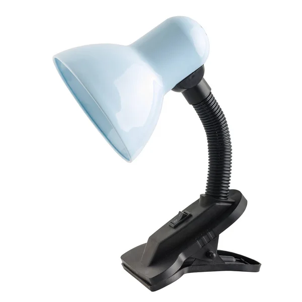 Light Blue Table Lamp Classic Style Clip Isolated Object White — Stock Photo, Image