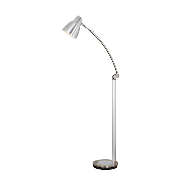 White Metal Vloerlamp Moderne Stijl Geïsoleerde Object Witte Achtergrond — Stockfoto