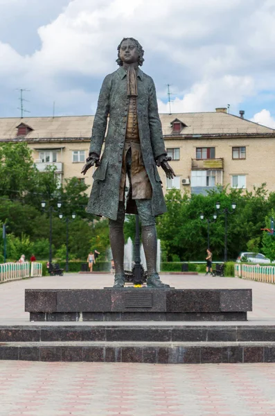 Monumento Emperador Pedro Magno 2018 Rusia Ciudad Orenburg Distrito Histórico — Foto de Stock